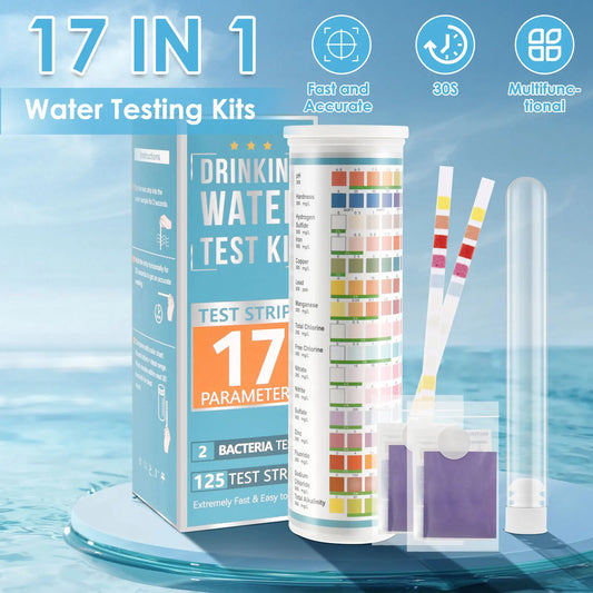 Tiras Reactivas para Acuarios, Kit de Prueba de Agua Dulce y Salada, Herramienta de Medición de pH y Carbonatos, 5-17 en 1, 100/125 Unidades