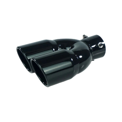 Tubo de Escape Universal de Doble Salida 63mm - Punta de Escape Trasera de Acero Inoxidable en Negro Titanio