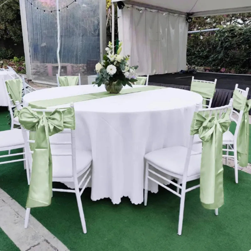 Cinta de satén verde salvia para silla, lazo de seda decorativo, ideal para bodas, fiestas y eventos, 10/50 piezas