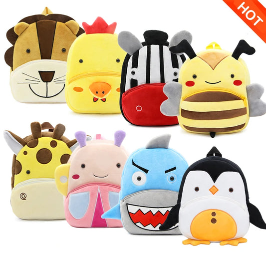 Mochila Infantil de Peluche - Animalitos de Dibujos Animados para Niños y Niñas