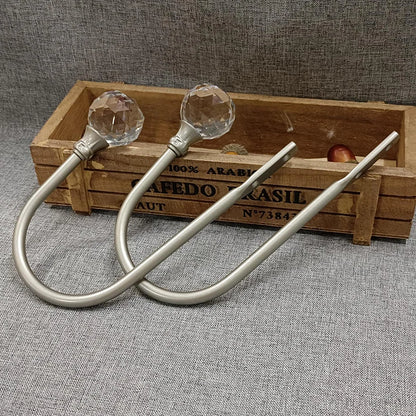 Grilletes de Metal Plateado en Forma de U para Ventana - Ganchos de Amarre de Cortina, 2 Piezas