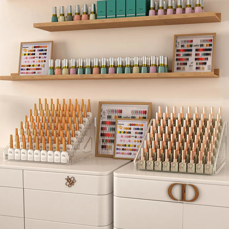 Estante de Exhibición de Esmalte de Uñas Acrílico - Organizador de Cosméticos Transparente, Soporte Multicapa (3/4/5/6/7 Capas)