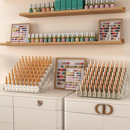 Estante de Exhibición de Esmalte de Uñas Acrílico - Organizador de Cosméticos Transparente, Soporte Multicapa (3/4/5/6/7 Capas)