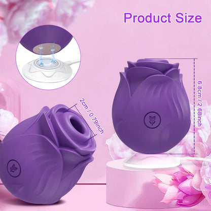 Estimulador de Succión Rose para Mujeres | Vibrador Clítoris y Pezones con 10 Modos de Succión y Carga Magnética USB