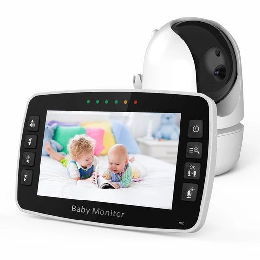 Monitor de Bebé Inalámbrico PTZ con Pantalla IPS de 4.3'' y Cámara de Intercomunicador con Visión Nocturna y Monitor de Temperatura