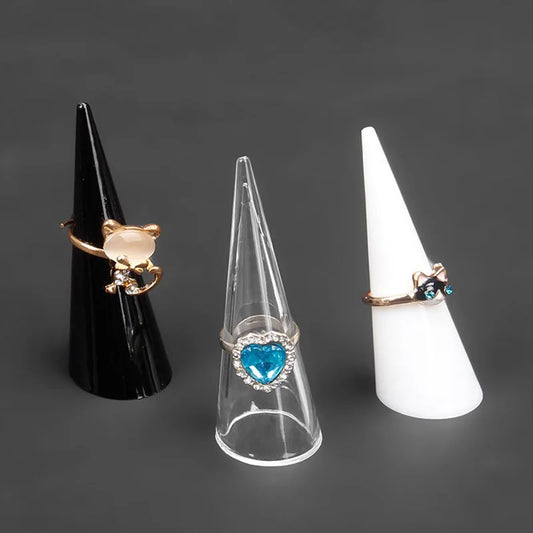 Soporte de Exhibición de Anillo Cónico de Acrílico Transparente - Almacenamiento Elegante para Joyas