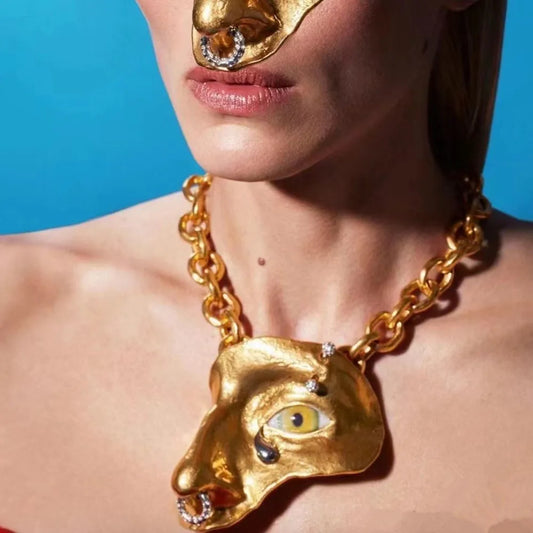 Collar Vintage Barroco para Mujer | Joyería de Moda con Cadena Larga Exagerada | Accesorio Estilo Clásico