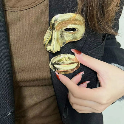 Goth Unisex Half Face Mask Lips Metal BroocMáscara Gótica Unisex con Broche de Metal en Forma de Labios para Mujer y Hombre, Accesorio Punk Hip Hop, Regalo de Joyería Vintagehs for Women Men Hip Hop Punk Pins Accessory Vintage Jewelry Gift
