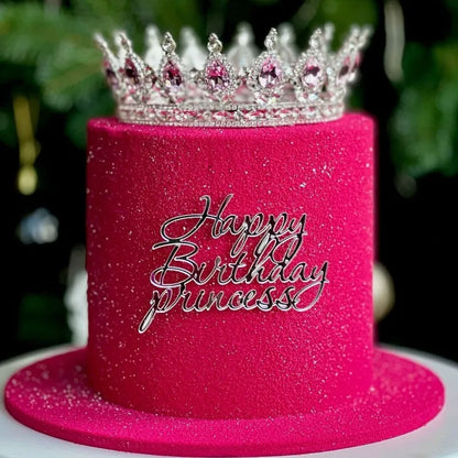 Cake Topper Acrylic Happy Birthday Queen Princess Suitable for Girls Birthday Party Cake Decoration Girls Mitzvah Baby Shower