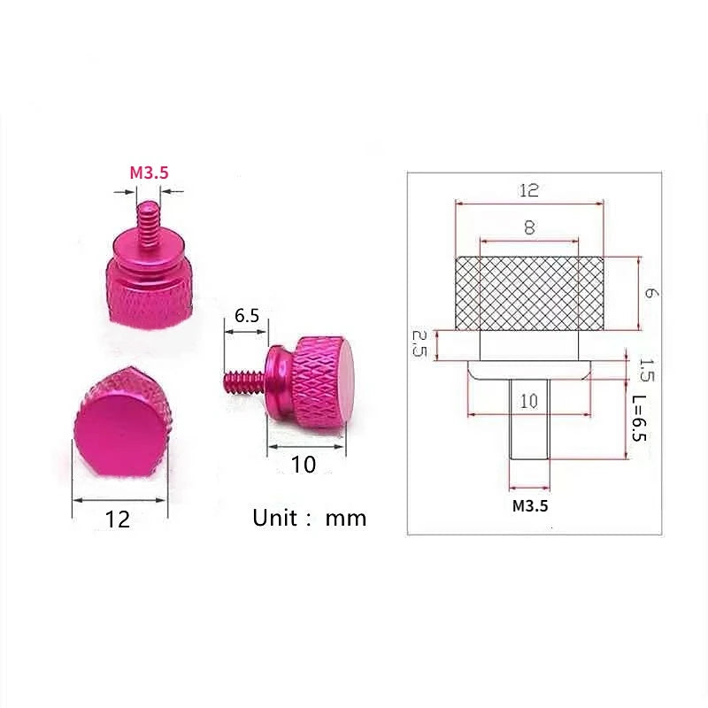 3/5/10 Pcs Tornillos de Paso de Aluminio para Caja de Computadora - Tornillos de Mano Anodizados, 6#-32x6/M3.5, 11 Colores Disponibles