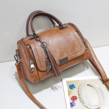 Bolso de Mano con Adorno de Borlas Yogodlns, Bolso de Hombro de Gran Capacidad para Mujer, Bolso de Moda con Cremallera y Correa Removible