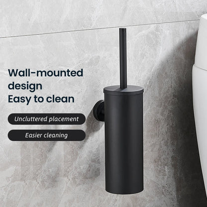 Soporte de Escobilla de Baño Montado en la Pared de Acero Inoxidable Negro – Limpieza de WC con Cepillo Largo, Modelo FR07