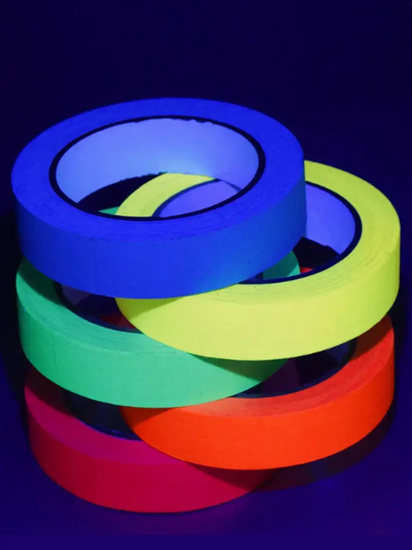 6 Pcs Cinta Fluorescente UV Neón para Decoración de Fiestas y Advertencias, Cinta Luminiscente para Hogar, Bodas y Escaleras