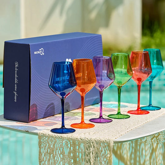 Copas de Vino Irrompibles de Tritan MICHLEY (2/4/6 Piezas) - Reutilizables y Flotantes, Coloridas para Piscina, Fiesta y Uso al Aire Libre, Apto para Lavavajillas
