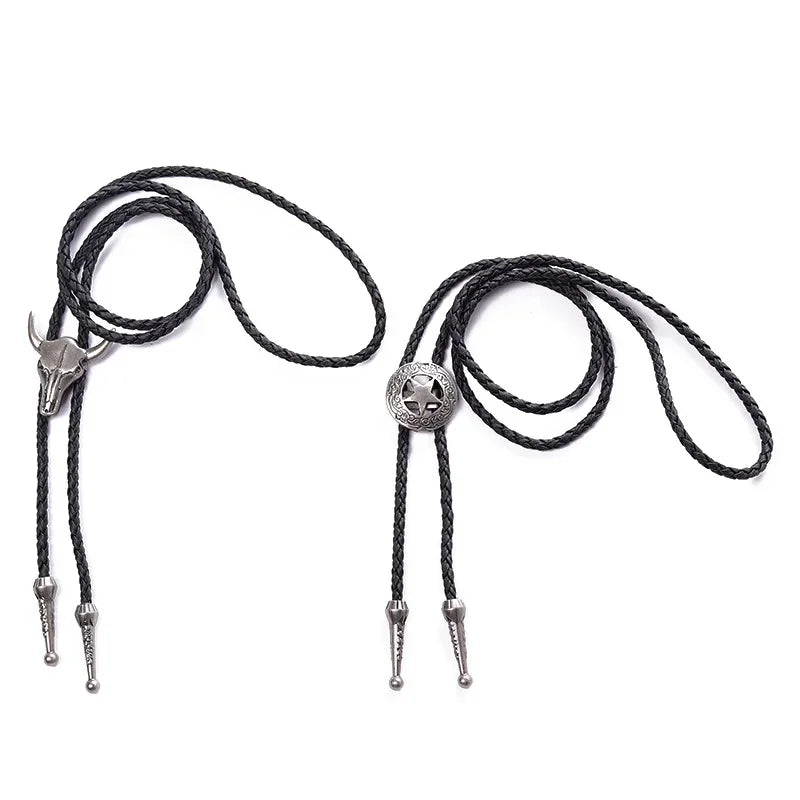 Corbata Ajustable de Cabeza de Toro de Cinco Estrellas | Bolo de Vaquero Occidental para Baile de Rodeo | Collar con Colgante de Piel Sintética