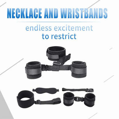 Juego de Esposas Ajustables y Antifaz para Adultos - Set BDSM para Mujeres y Parejas, Collar Erótico y Restricción Sensual - Juguetes Sexuales Sin Vibrador