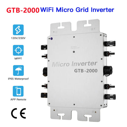 2000W 2400W 2800W Micro Inverter IP65 Impermeable con MPPT para Sistema Solar On-Grid 110V/220V para Electrodomésticos y Camping