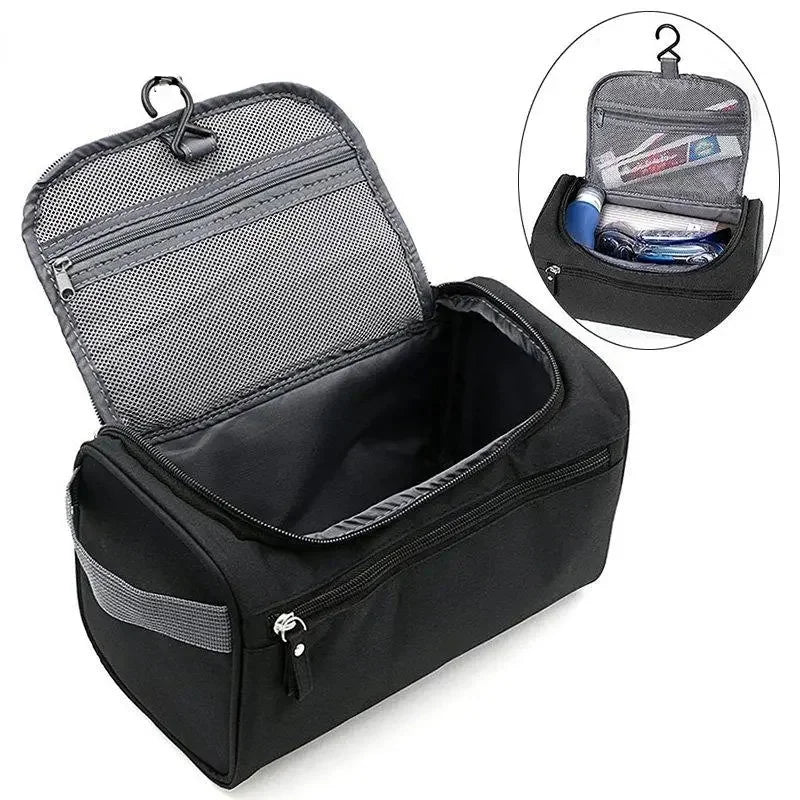 Neceser de Viaje Impermeable para Hombres y Mujeres: Organizador Portátil de Cosméticos con Gancho y Cremallera