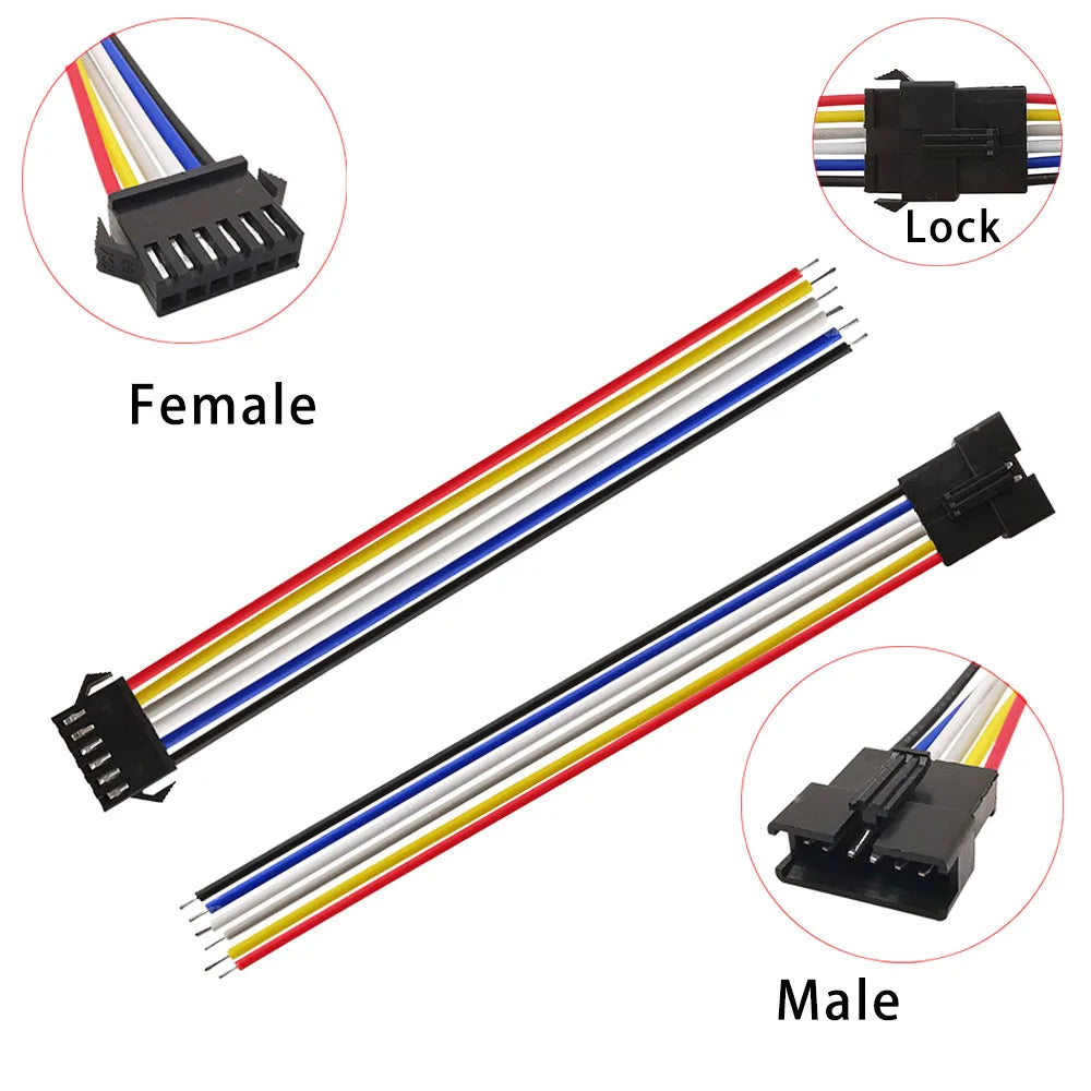 Conectores LED SM JST de 2/3/4/5/6 Pines, Cable Adaptador para Tirar LED, 5 Pares (10 Piezas) Conector Macho y Hembra