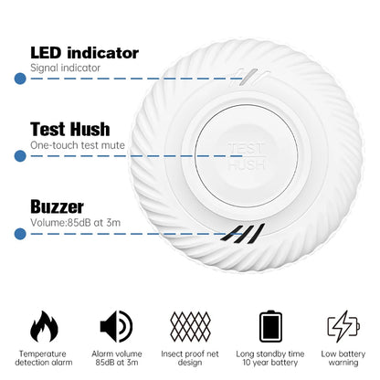 Detector de Humo Inteligente con Batería de 10 Años y Conectividad WiFi - Alarma Tuya para Hogar Seguro