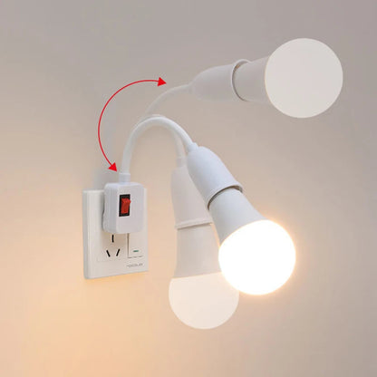 Soporte de Bombilla E27 con Base Flexible y Enchufe EU/US, Adaptador de Lámpara con Interruptor On/Off
