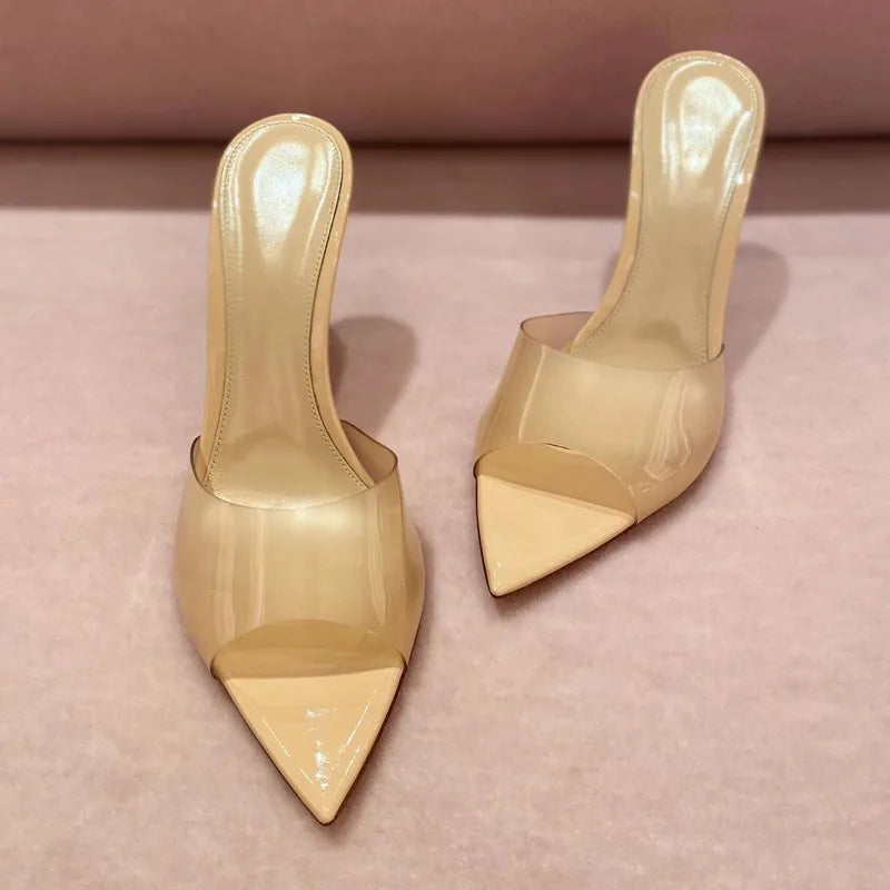 Elegantes Tacones Transparentes Abiertos - Chic Sandalias con Punta