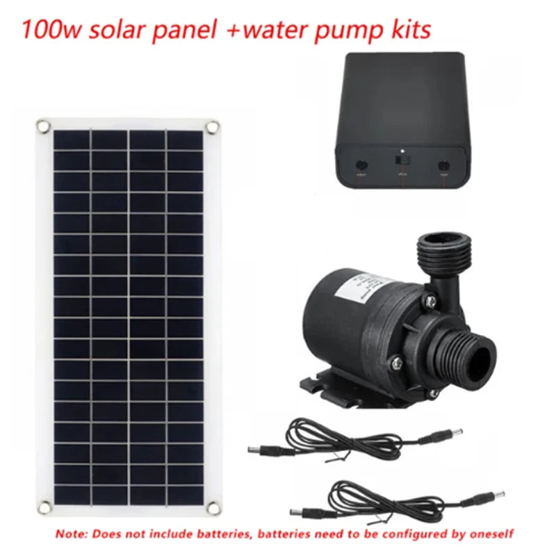 Set de Bomba de Agua Solar 100W 800L/H - Panel Solar Portátil y Ultra Silencioso para Estanques, Fuentes y Jardines