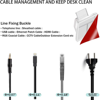 50PCS Clips Organizadores de Cables - Soporte de Gestión de Cables para USB y Cargadores, Ganchos Montados en la Pared