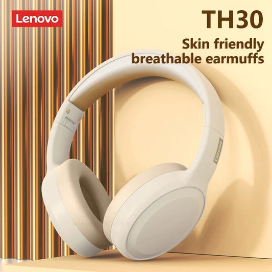 Auriculares Inalámbricos Bluetooth Lenovo TH30 con Micrófono, Earmuffs y Controles de Volumen para Deportes y Videojuegos