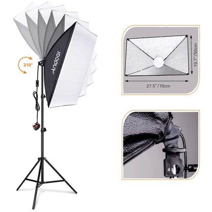 Andoer Softbox Lighting Kit: Estudio de Fotografía con Luz LED 2800K-5700K, Soporte Ajustable y Control Remoto