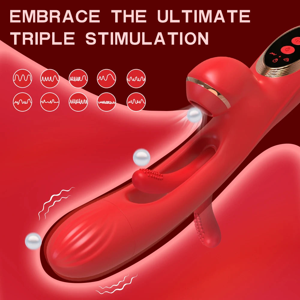 Vibrador Tapping con Succión para Mujeres, Estimulador de Clítoris y Punto G, Juguete Sexual Triple Estimulación