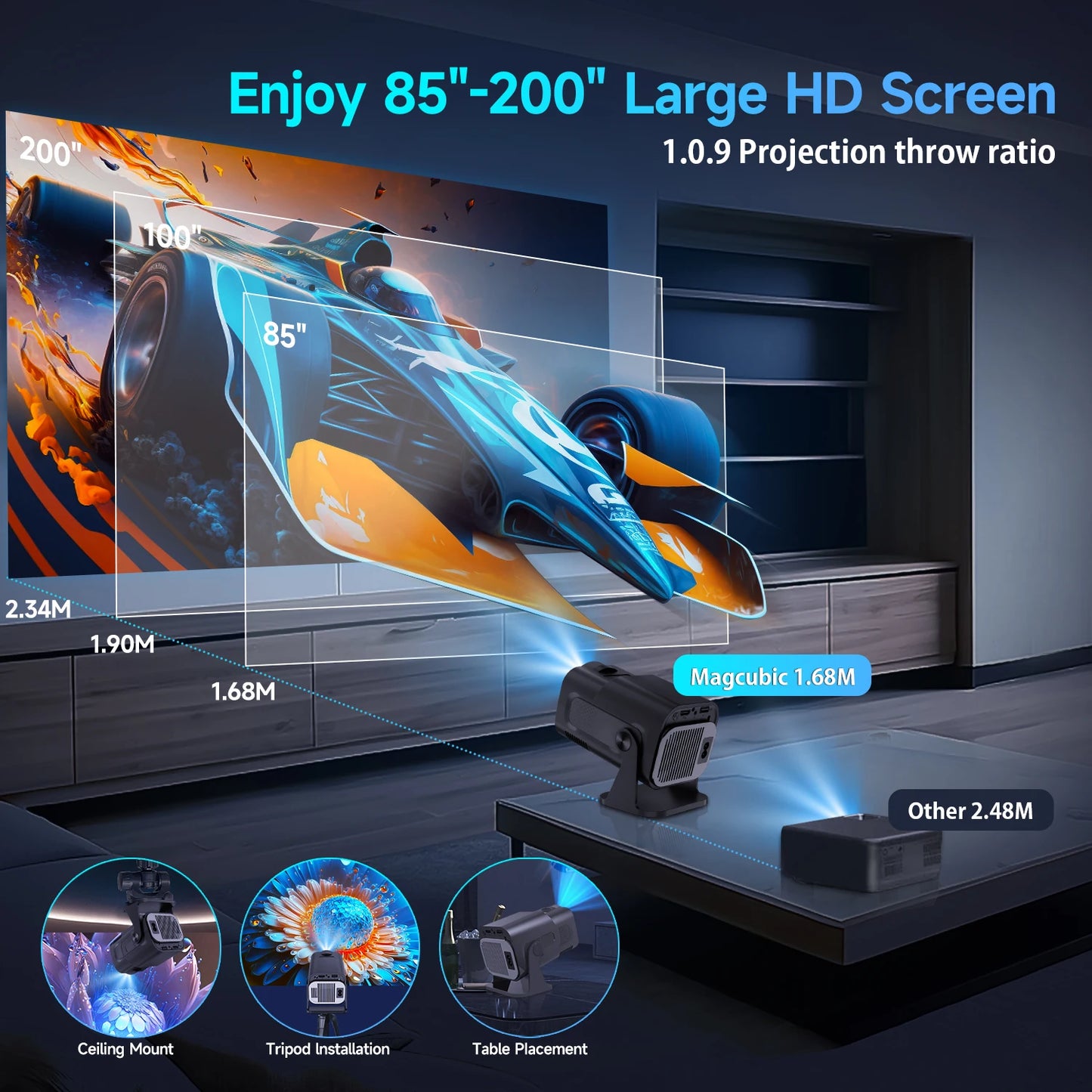 Proyector Portátil Magcubic HY320 720P HD con WiFi6 y Bluetooth 5.0 - Cine en Casa y Exterior, Compatible con 4K y Android 11