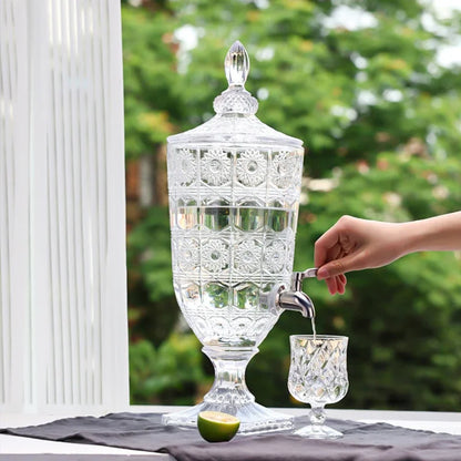 Hervidor frío de vidrio de gran capacidad, cubo de bebida de jugo de estilo europeo, grifo de diseño moderno