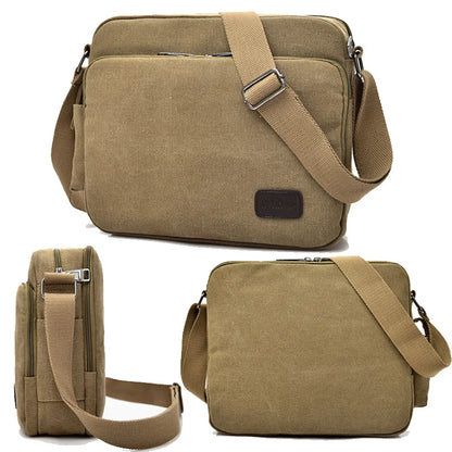 Bolsa de Lona Vintage para Hombre, Bolso Mensajero Multifuncional de Viaje, Bandolera Casual, Estilo Urbano y Ligero