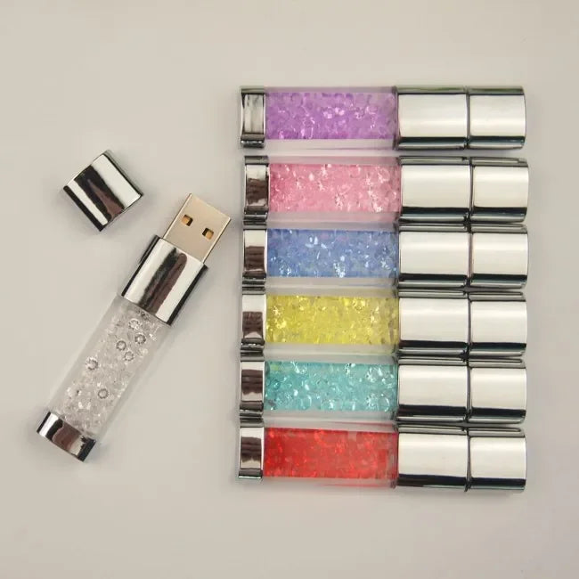 Pendrive USB con Luces LED Cristal - Memoria Flash 4GB, 8GB, 16GB, 32GB, 64GB | Almacenamiento Duradero y Elegante