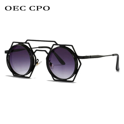 Gafas de Sol Redondas para Hombre y Mujer | Lentes de Malla Metálica con Personalidad | Estilo Steampunk UV400 | OEC CPO 2023