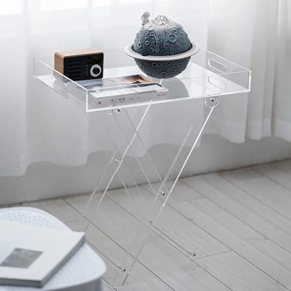 Mesa de Centro Plegable de Acrílico Nórdico, Mesa Pequeña Transparente, Escritorio Lateral para Hogar y Balcón
