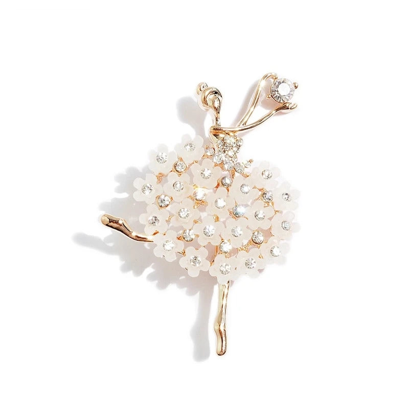Broche de Bailarina de Ballet de Cristal - Pin Decorativo de Estilo con Diamantes de Imitación, Ideal para Mujer