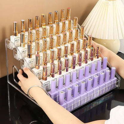 Estante de Exhibición de Esmalte de Uñas Acrílico - Organizador de Cosméticos Transparente, Soporte Multicapa (3/4/5/6/7 Capas)