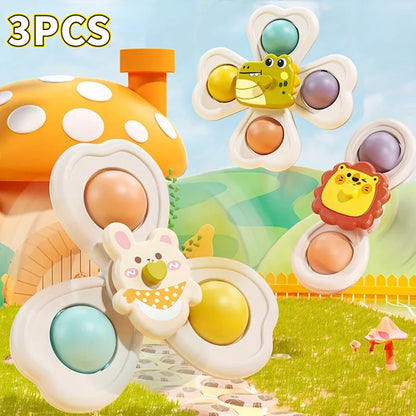 3PCS Juguetes de Baño con Ventosa para Bebés - Juguetes Educativos Divertidos con Sonido y Rotación para Niños, Juego Sensorial y Antiestrés