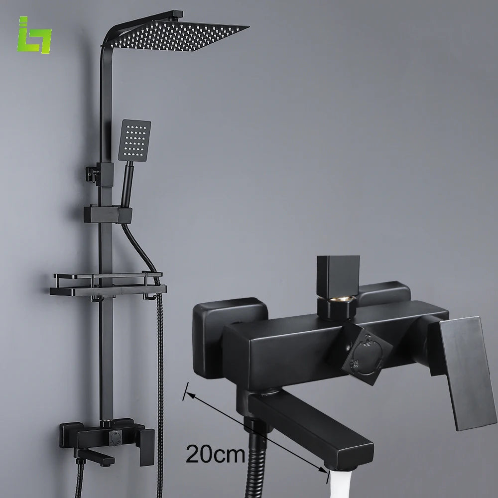 Grifo de Ducha Negro con Caño Largo, Multifuncional de Acero Inoxidable 304, Grifo de Bañera con Bidet Rociador de Agua Caliente y Fría