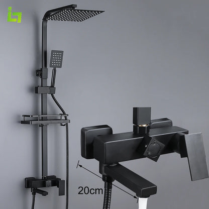 Grifo de Ducha Negro con Caño Largo, Multifuncional de Acero Inoxidable 304, Grifo de Bañera con Bidet Rociador de Agua Caliente y Fría