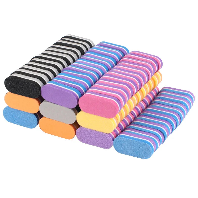 Juego de Limas de Uñas Mini - 10/20/40 Piezas de Bloques de Esponja Doble Color para Manicura y Pedicura - Herramientas de Gel y Accesorios