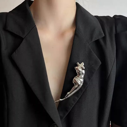 Broche Escultura Corporal Metálico Brillante para Mujer - Broche Geométrico de Moda para Fiesta y Regalos