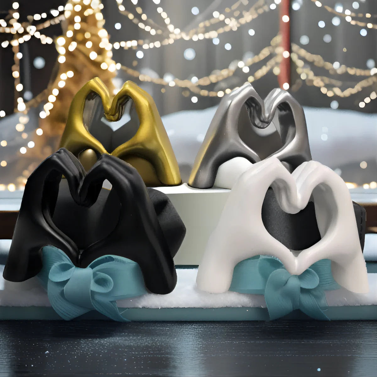 Estatua de Mano de Corazón en Dorado - Decoración Moderna para Dormitorio y Oficina