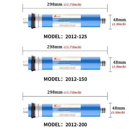 Membrana de Ósmosis Inversa (RO) para Cocina - Filtros de Reemplazo 50/75/100/125/400 GPD para Purificador y Sistema de Tratamiento de Agua Potable