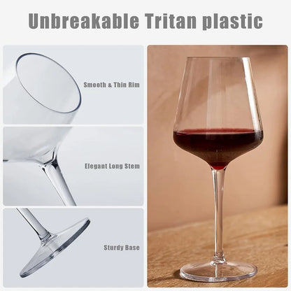 Juego de Copas de Vino  Irrompibles - 2/4/6 Piezas de Tritan Transparente para Bebidas en la Piscina