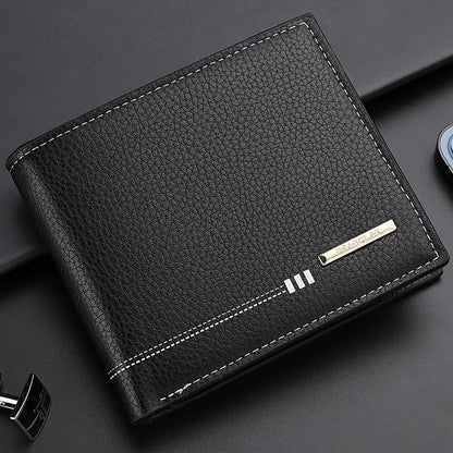 Nueva Cartera para Hombre, Portatarjetas de Crédito con Monedero de Cremallera, Diseño de Patrón Lychee, Cartera de Negocios de Alta Calidad