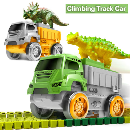 Coche de pista de dinosaurio eléctrico para niños, juguete de ferrocarril de escalada mágica, coches de juguete de pista flexible, juguetes educativos para niños, juguete de calidad para niños