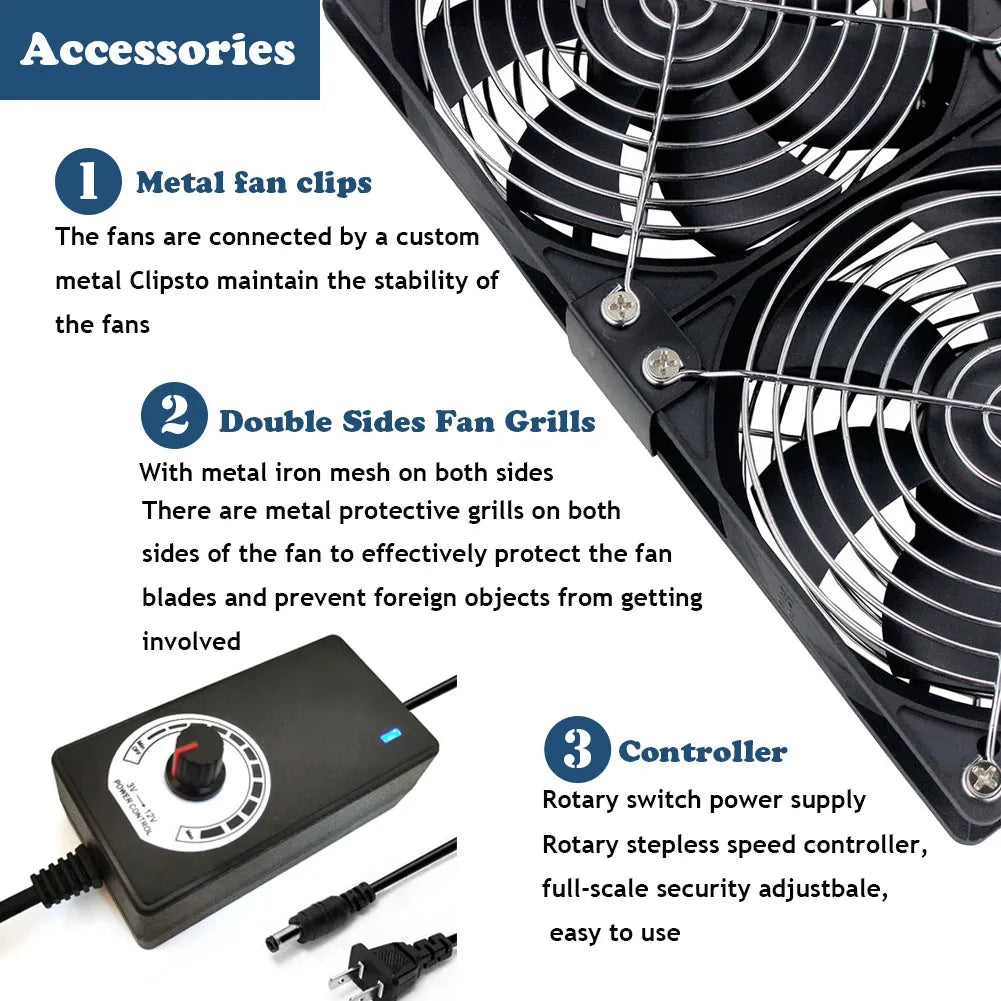 Ventilador de Extracción de 12 cm DC 12V/220V para Minería BTC – Ventilador de Refrigeración de Servidores